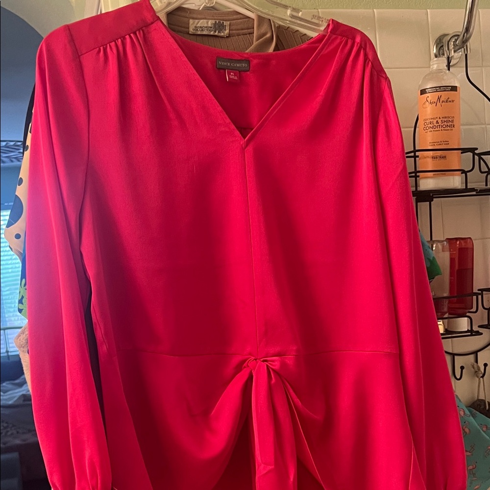 Vince Camuto Bright Red Tie-Front Blouse